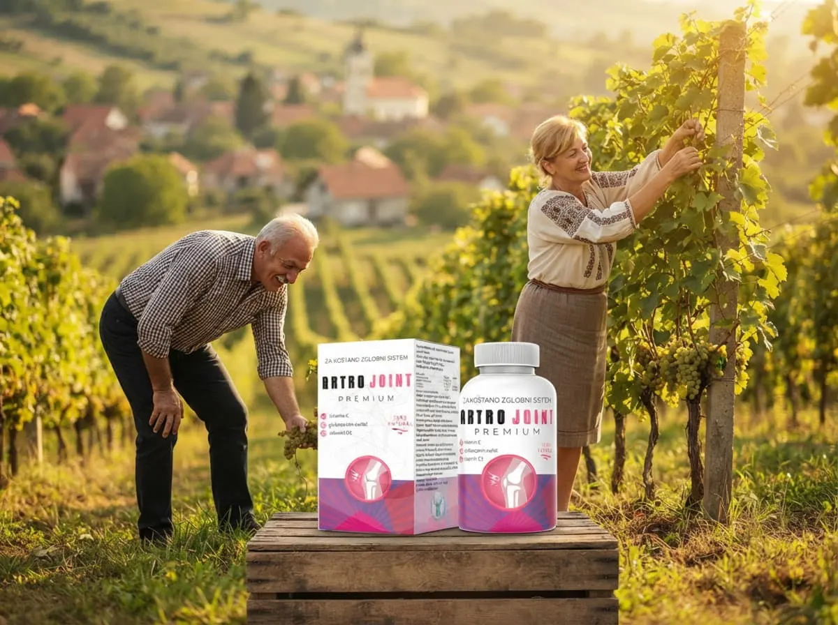 Artro Joint Premium: bračni par u vinogradu sa bočicom u prvom planu