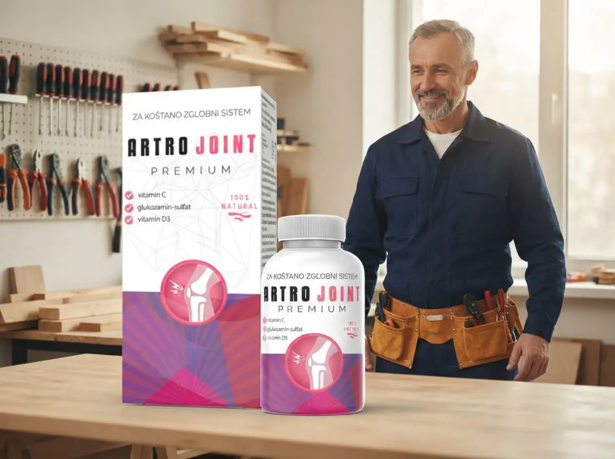Artro Joint Premium: stolar u radionici sa alatom, ispred njega kutija i bočica, dan uređen za rad i kretanje